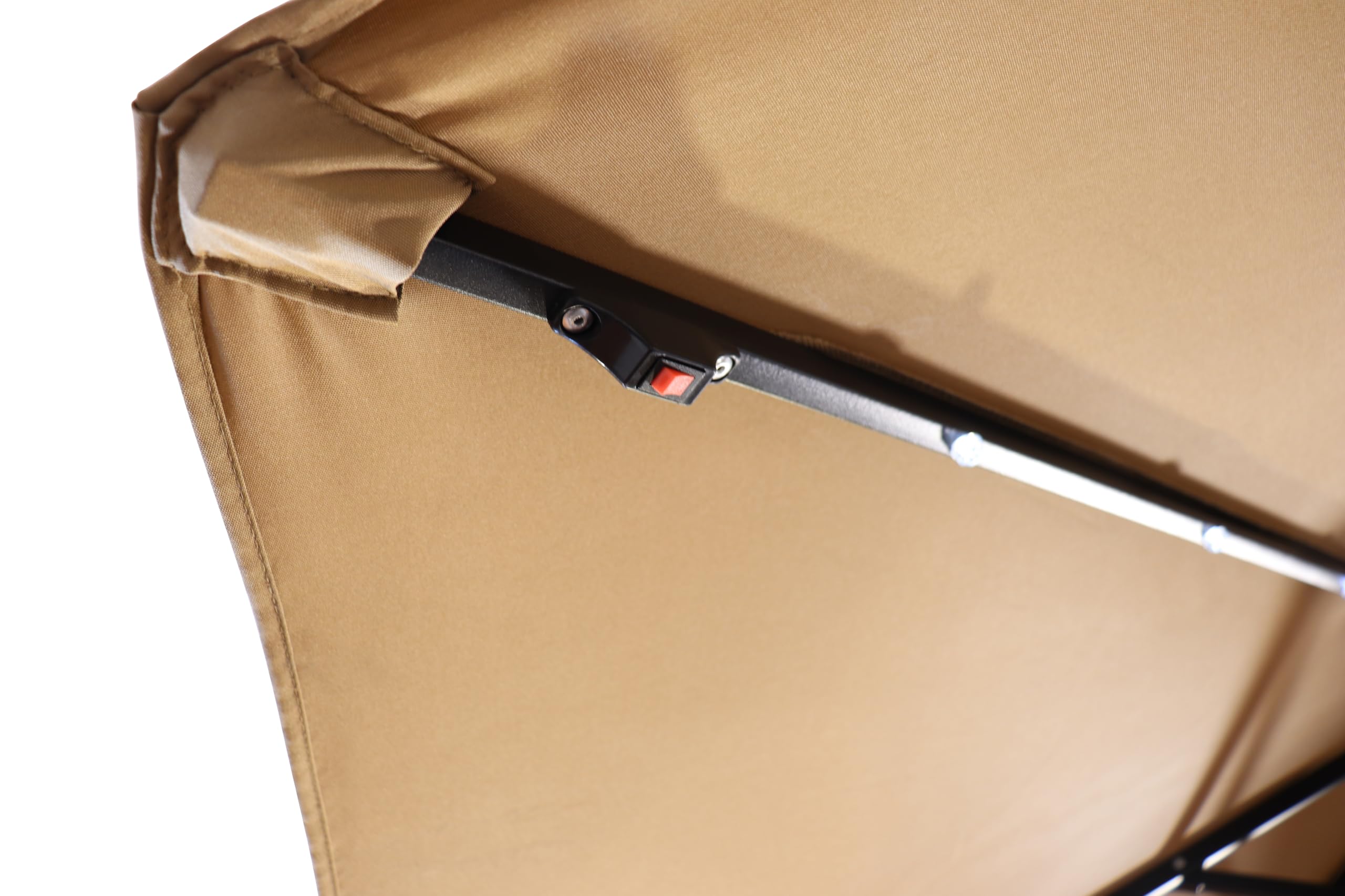NETSPA - GD-UM2500BS - Parasol Complet (Base + Parasol) - Structure en Acier - LED intégrées alimentées par Panneau Solaire - Pied avec Roulette de Transport - Rond