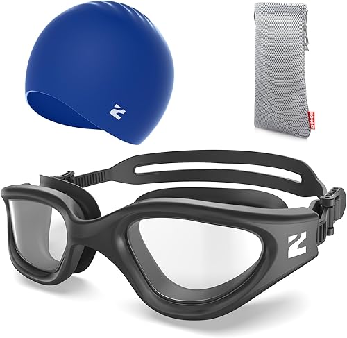 Miniatura 17 de ZIONOR G1 Lite - Juego de gafas de natación con gorro de natación, cómodas, antivaho para adultos, hombres y mujeres A0 (blanco-oro+C5 negro)