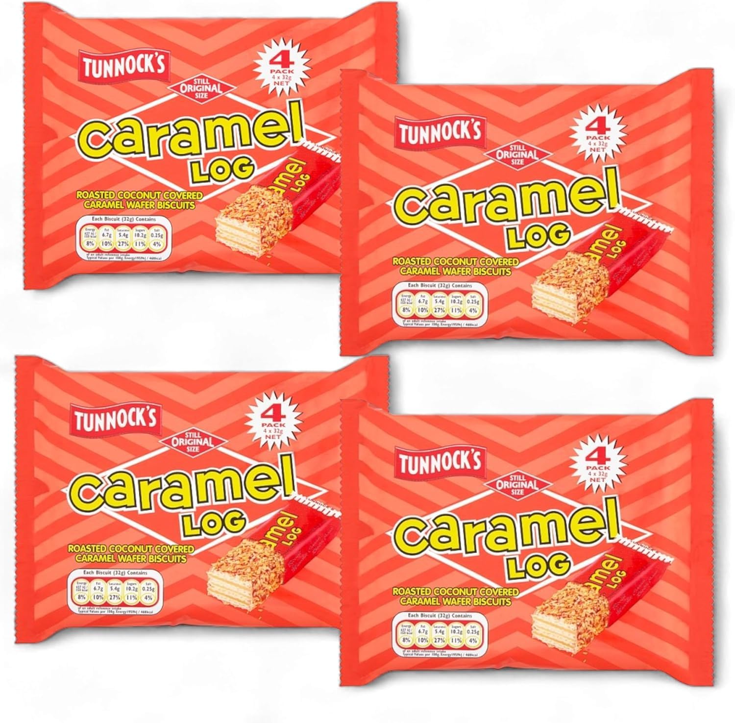 - Tunnock's Caramel Log Wafers - 4 x 4 Pack