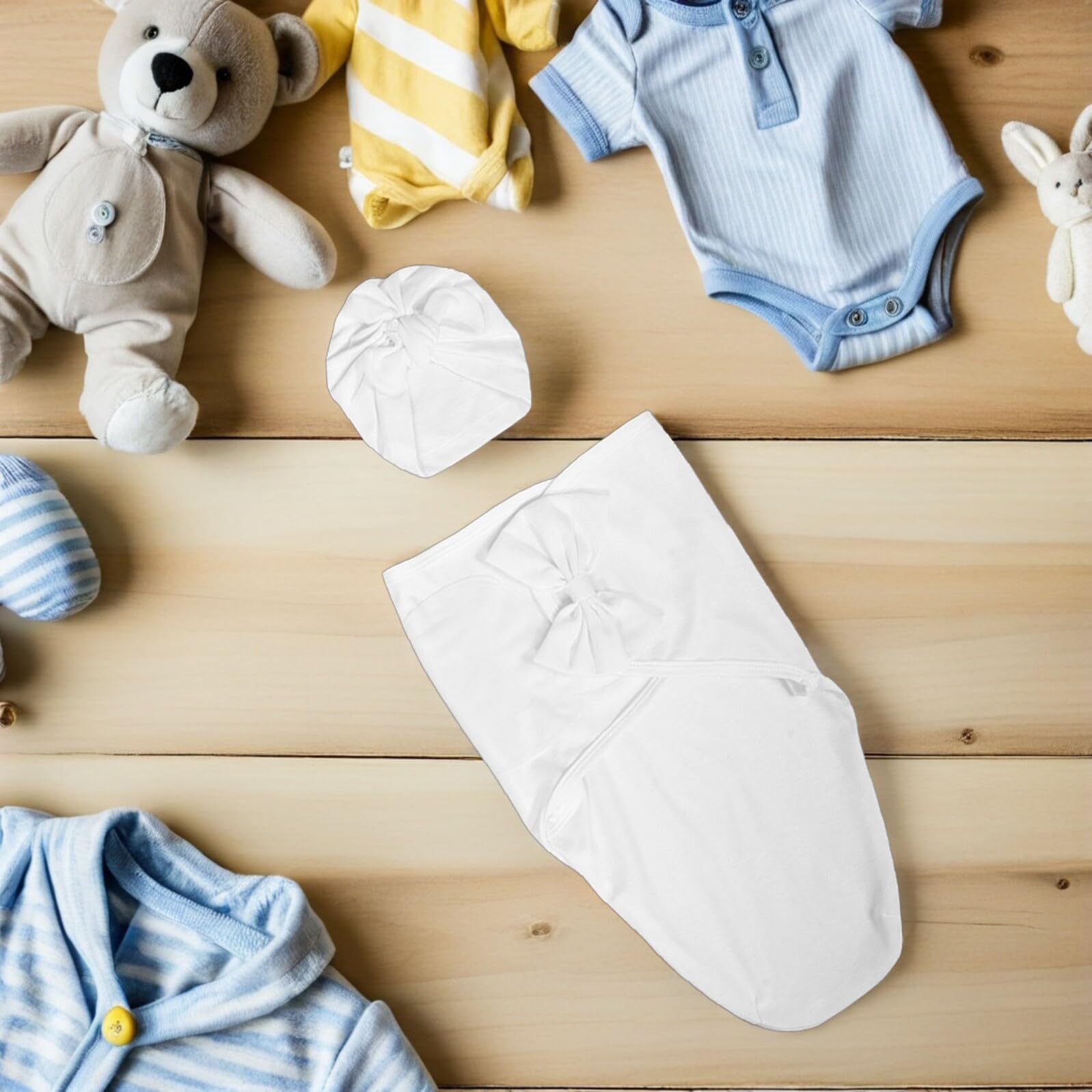 Manta Envolvente para Recién Nacidos con Lazos, 3 Piezas, Algodón | Intenso, Set Primera Puesta para Niña, Uso en Fotografía Neonatal y Visitas Hospitalarias