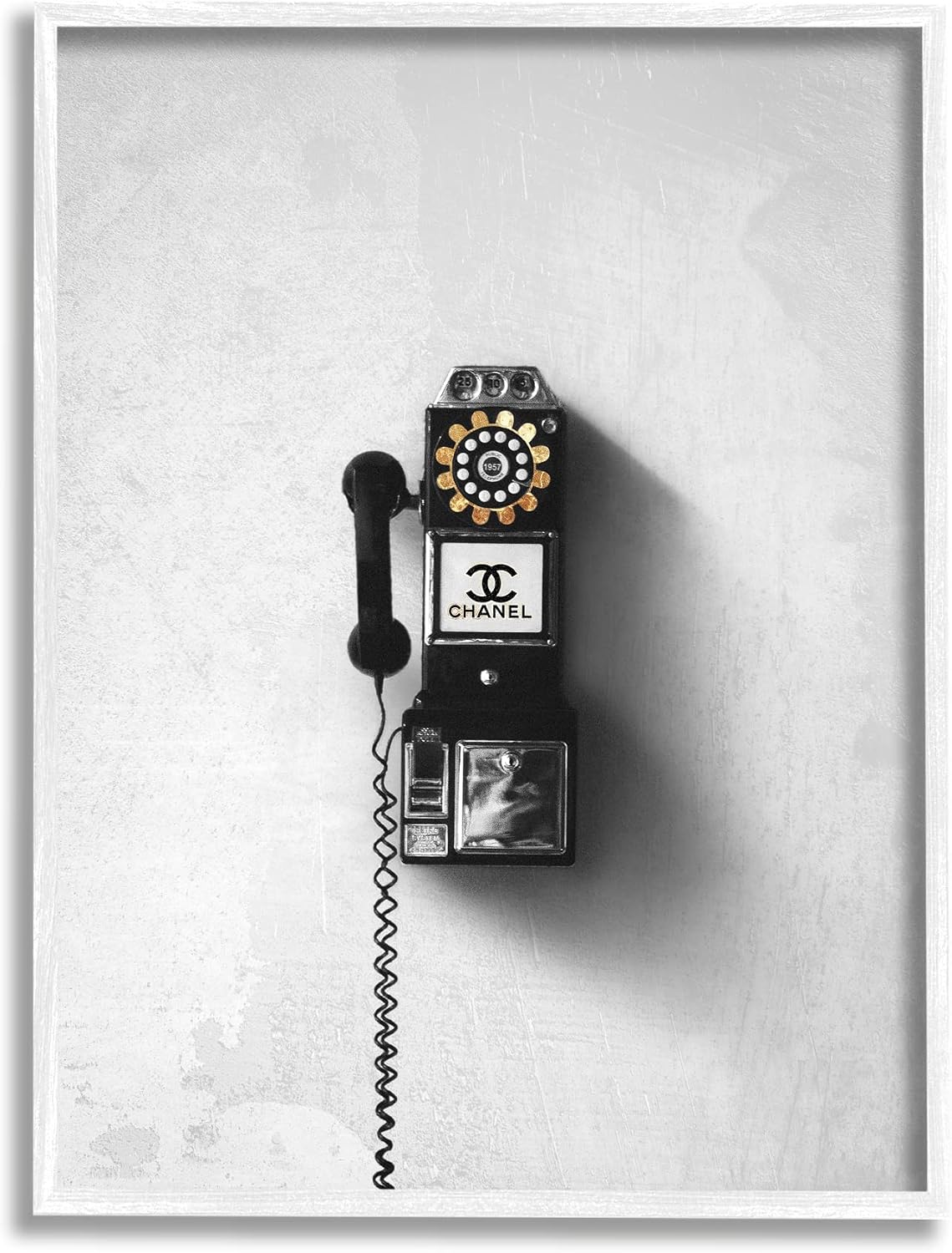 Stupell Industries Vintage Fashion Dial Phone Glam Pop Black White