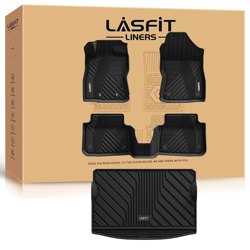 Kit de tapetes e forro de porta-malas LASFIT em TPE para Subaru Crosstrek e Impreza 2024–2026, preto, 4 peças