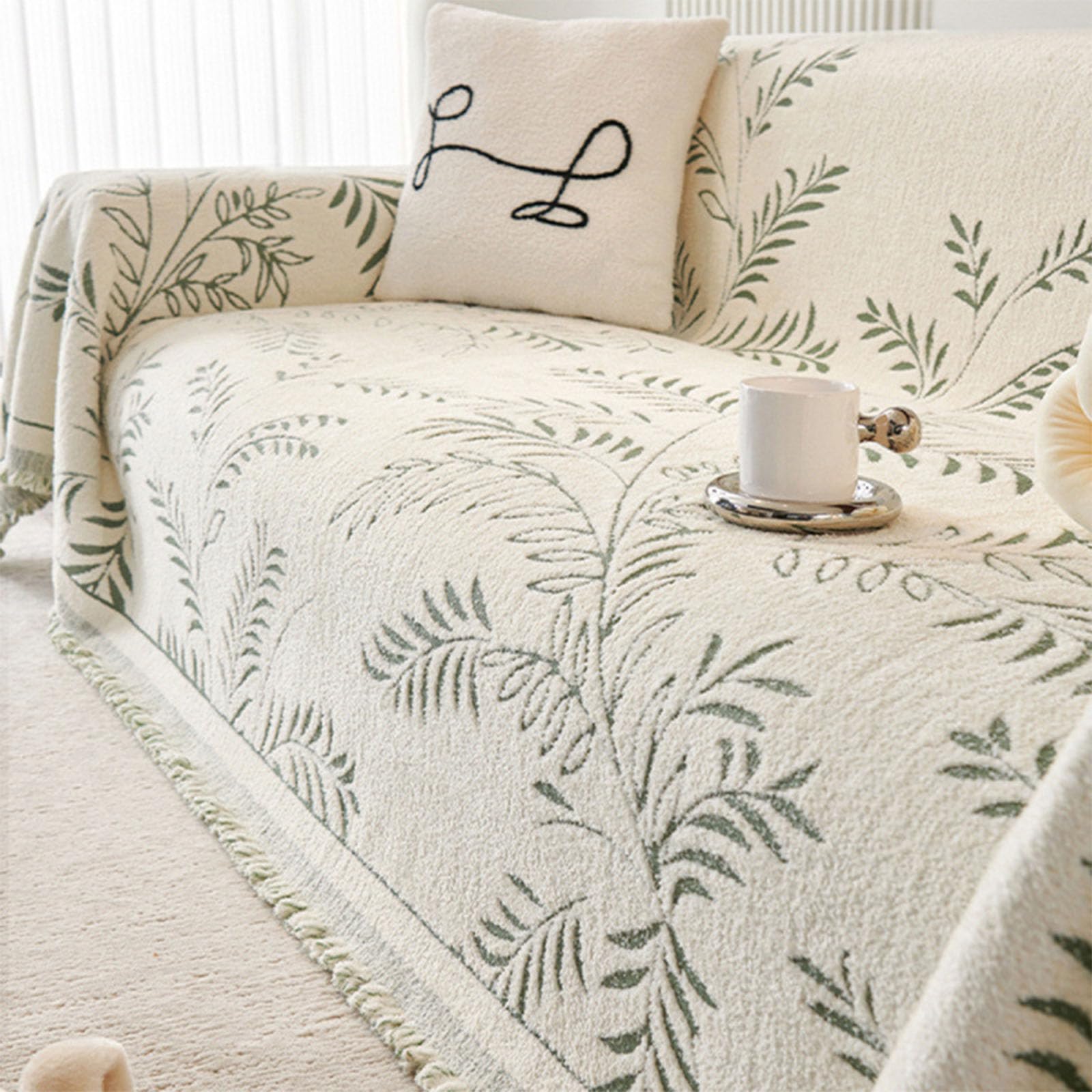 Couverture en peluche imprimée 180x380 jeté de canapé épais toutes saisons pompons