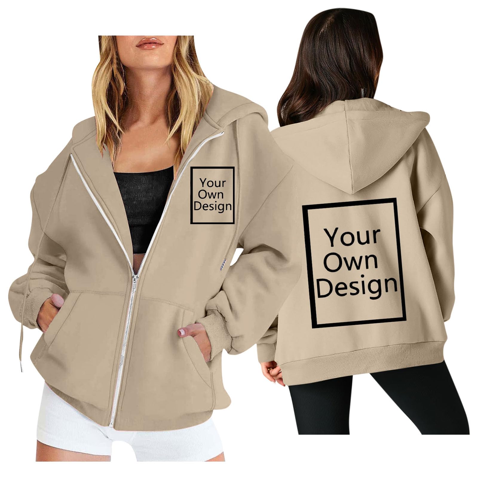 Custom Jackets Design Your Own Full Zipper Hooded Sweatshirt Custom Sweatshirt T Shirts Add Your Own Text or Picture
