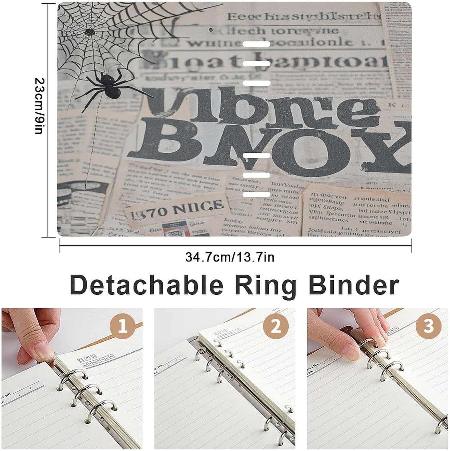 Black Spider Web A5 Planner Binder Leather Planner Binder with 6 Ring Refillable Notebook Binders Smart Ring Binders for Budget Journal Photocard Holder Recipe Book image 2