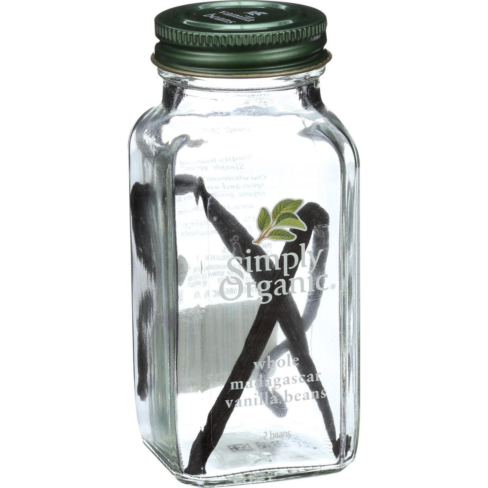 Simply Organic Whole Madagascar Vanilla Beans ORGANIC 2 beans Bottle