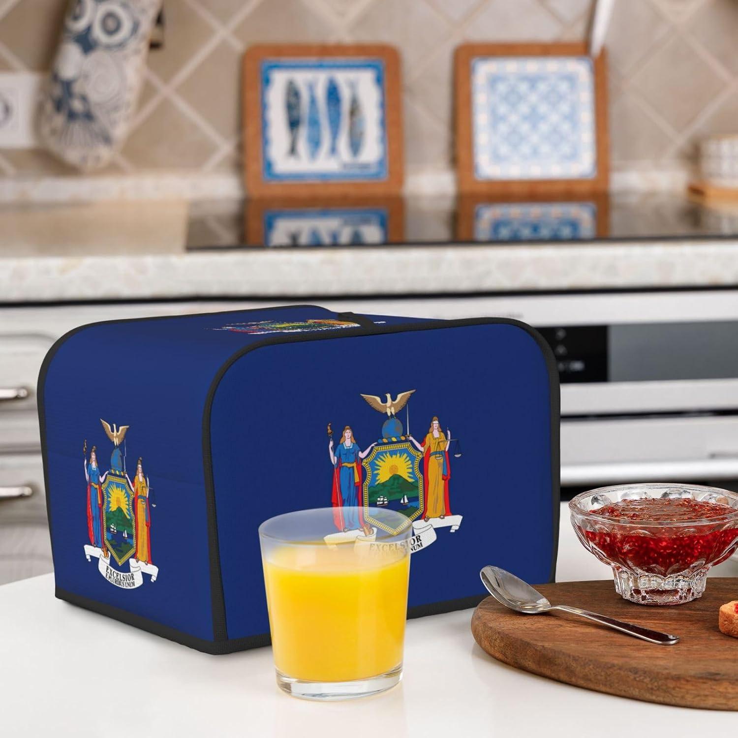 New York Flag Print 4-Slice Toaster Cover Kitchen Appliance For Bread Home Protector Daily Usability image 4
