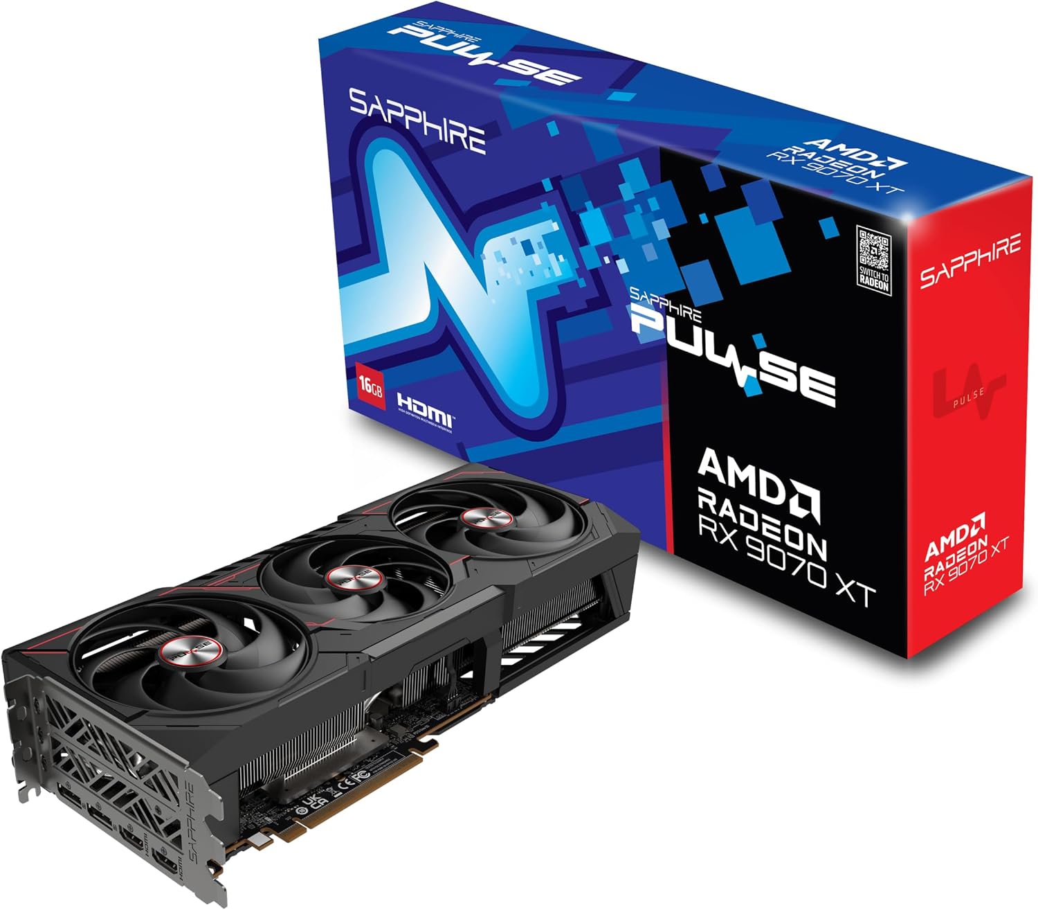 Sapphire 11348-03-20G Pulse AMD Radeon™ RX 9070 XT Gaming Graphics Card with 16GB GDDR6, AMD RDNA 4