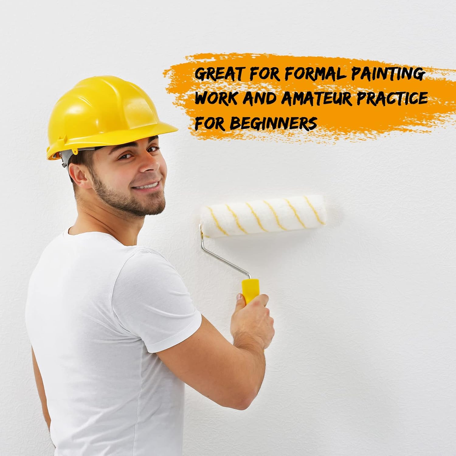 24 Pack Paint Roller Covers 9 x 1/2 Inch Microfiber Paint Roller Covers Large Polyester Naps for Painting Walls Ceilings Home Painting Supplies (Yellow,White)