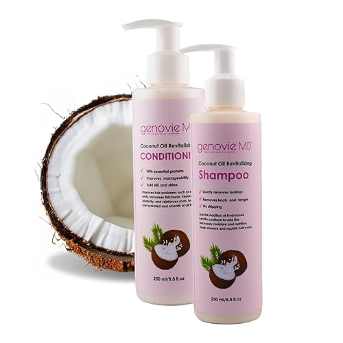 Champú y acondicionador revitalizante de aceite de coco para cabello saludable, hidratado y nutrido, cuidado del cabello para mujeres, todo tipo de