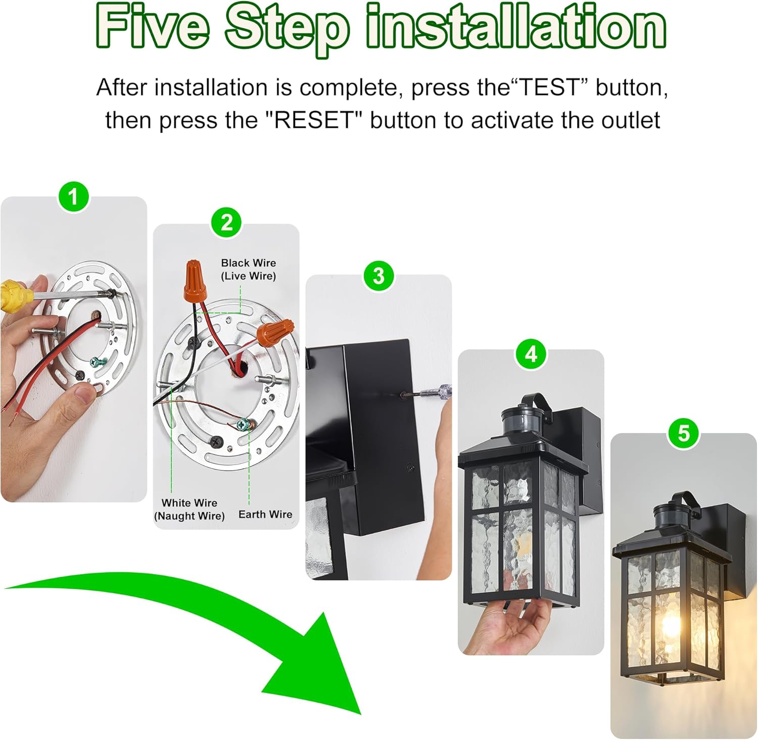 Porch Light with Outlet and Remote Control - Plug in Outdoor Wall Lights with GFCI Exterior Lighting Fixtures Adjustable 3 Sensitivity Levels and 1-10min Delay for Porch, Patio, Entryway(Black)