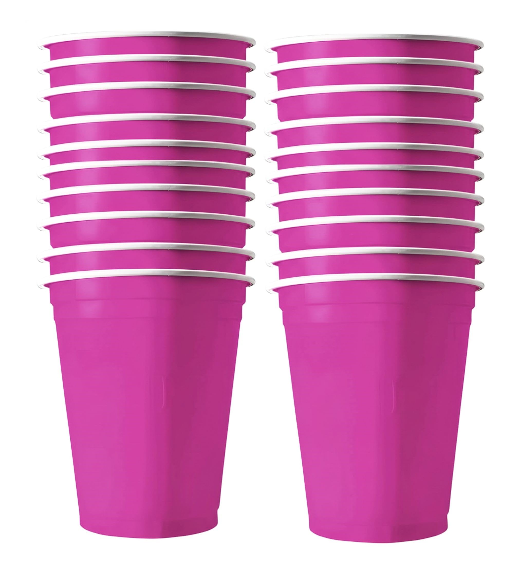 Tickles Pack of 20, Beer Pong Glasses with Free Ping Pong Balls Set, Easy Grip Reusable Drinking Party Cups for Iced Tea, Punch, Cocktail, Couple, Ladies Games (Color: Dark Pink Size: 475 ml)
