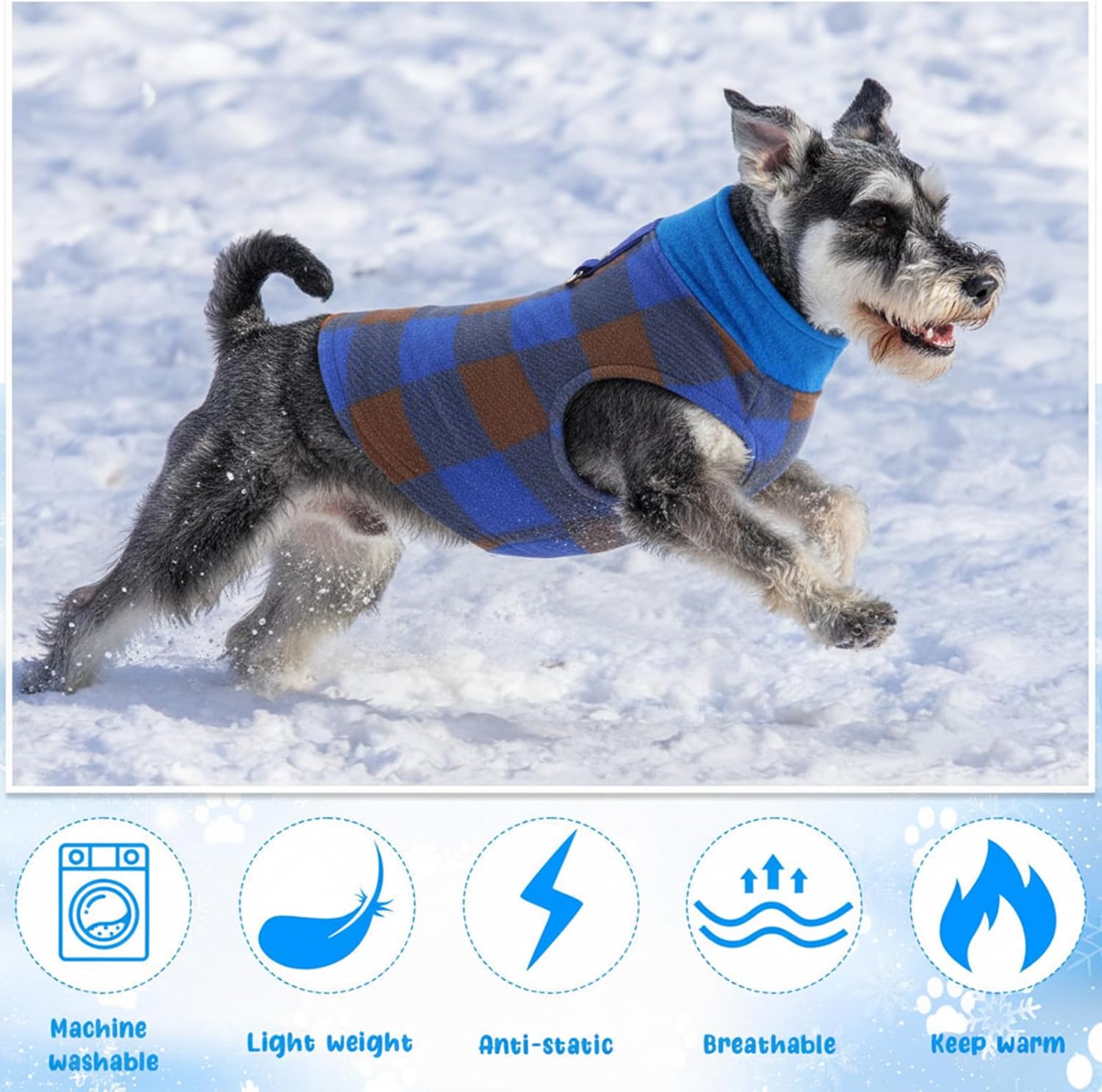 Reginary 10 Pack Large Dog Sweaters Fleece Pet Dog Clothes with Leash Ring Soft Warm Winter Puppy Plaid Shirt(Bright)