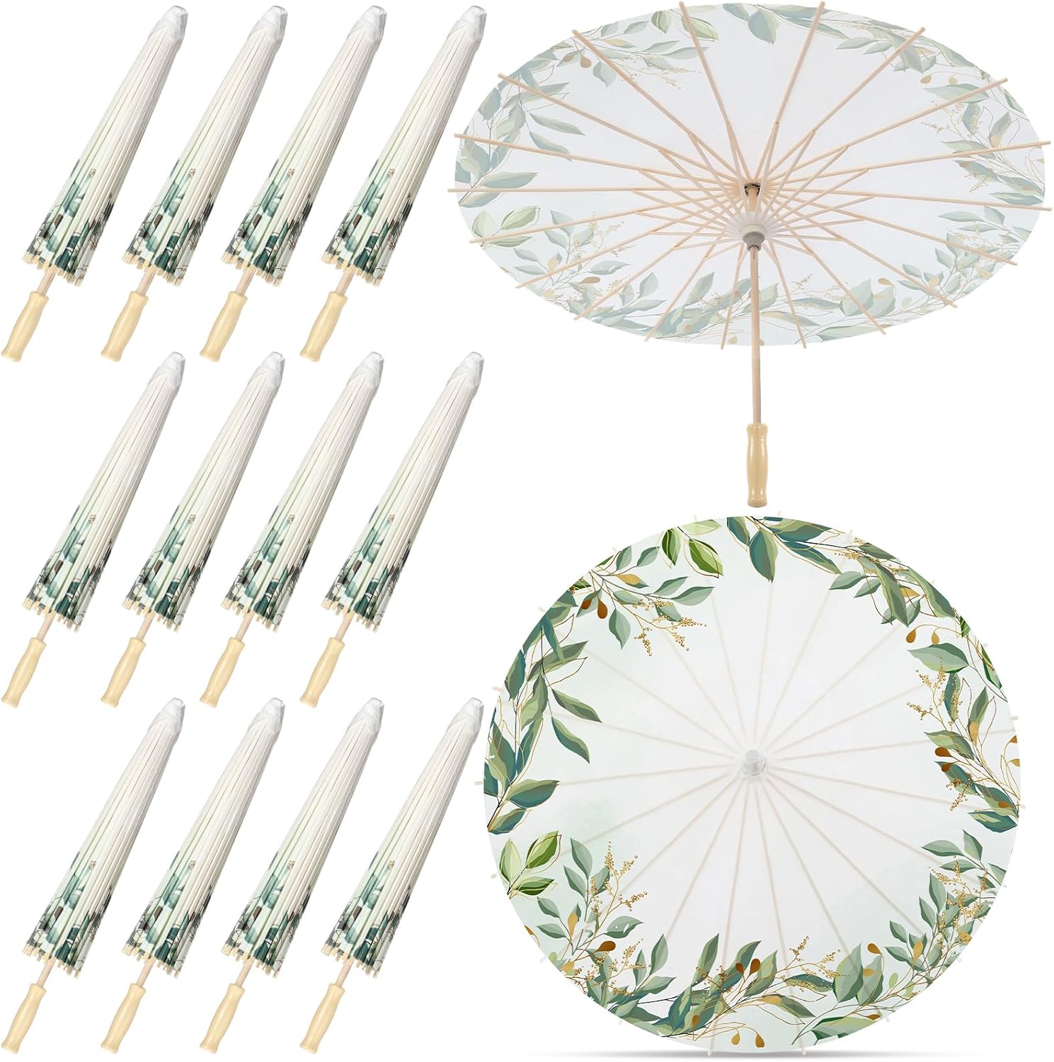 Paper Umbrellas Bulk for Wedding, 23.6" Chinese Japanese Parasol Vintage Decorative Sun Umbrella for Bridal Party Tea