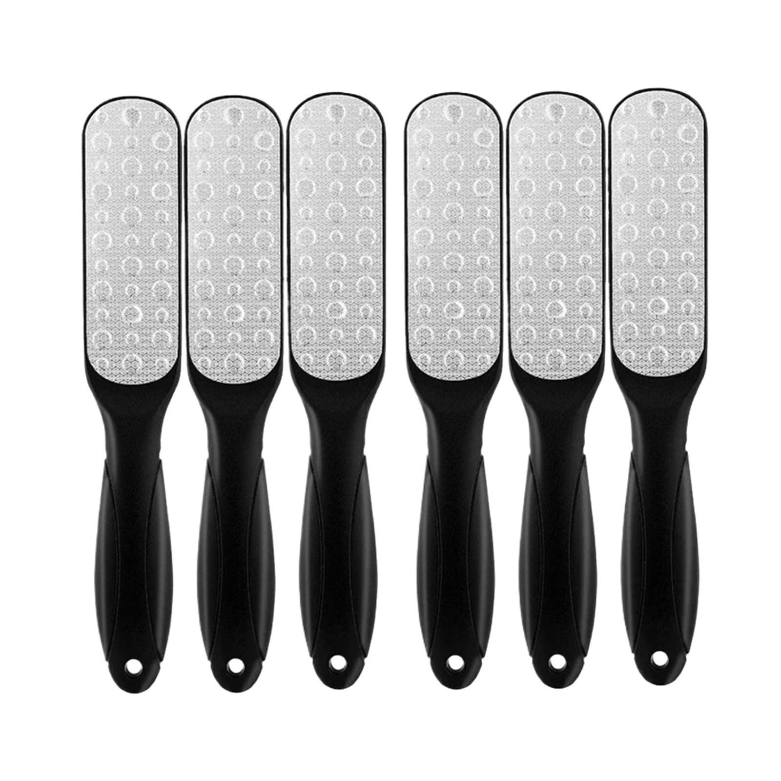 Fußfeile Aus Edelstahl 304, Doppelseitiger Hornhautentferner for Abgestorbene Haut, Professionelle Pediküre-Werkzeuge, Hornhautschaber(6Pcs Black)