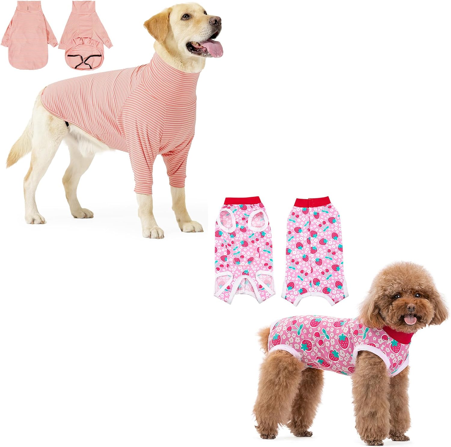 Coppthinktu 2 PCS Recovery Suit for Dogs After Surgery, Dog Onesie Body Suit with Sleeve Surgery Recovery Suit for Female Spay