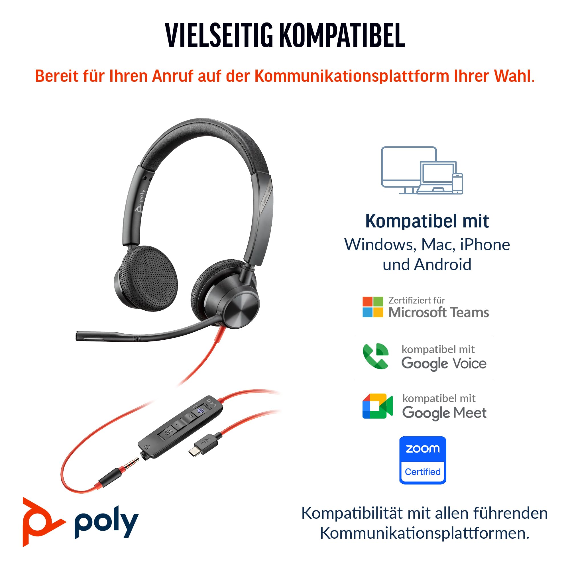 Poly Headset Blackwire C3325 Teams USB-A/C etail – Bild 6