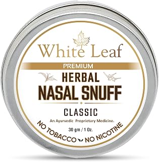 White Leaf Herbal Nasal Snuff 100% Tobacco Free and Nicotine Free Mint Snuff (30g / 1 Oz)