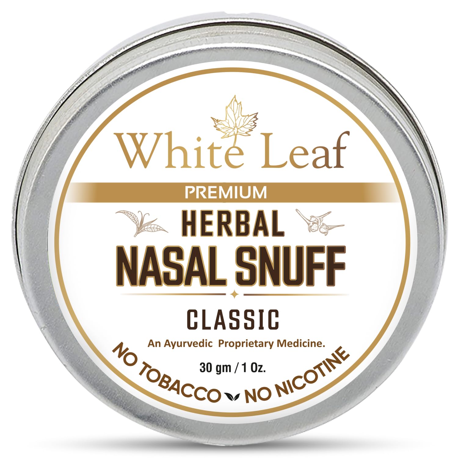 White Leaf Herbal Nasal Snuff 100% Tobacco Free and Nicotine Free Mint Snuff (30g / 1 Oz)
