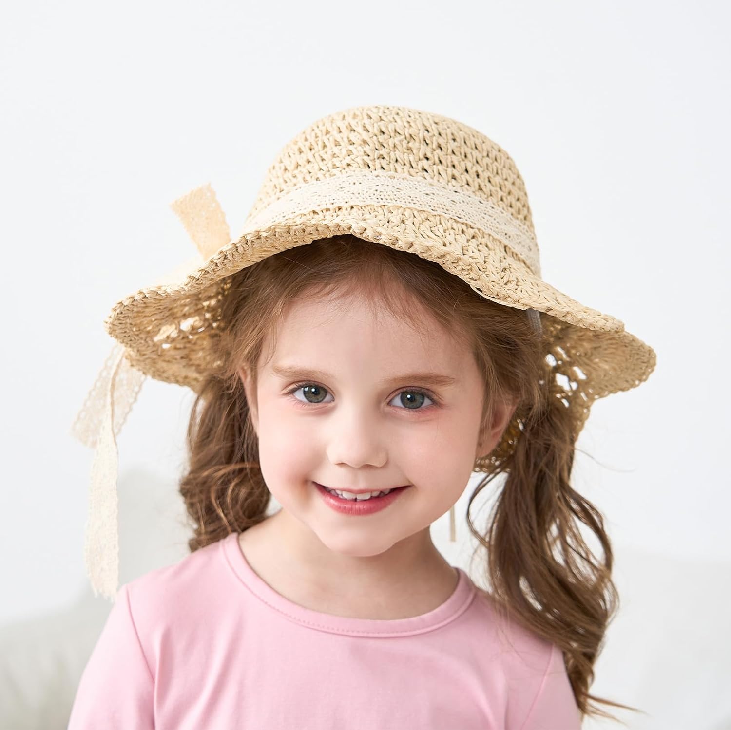 pureborn Baby Toddler Girls Straw Sun Hat Summer Beach Hat - Image 3