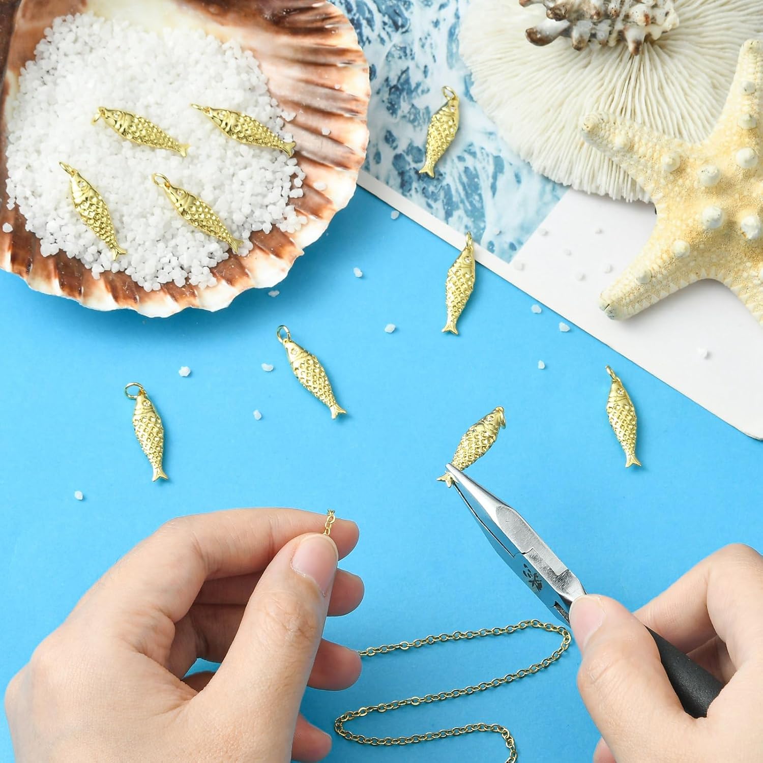 10Pcs Golden Color Brass Fish Charms Ocean Sea Animal Pendants for DIY Bracelet Necklace Earrings Jewelry Making - Image 6