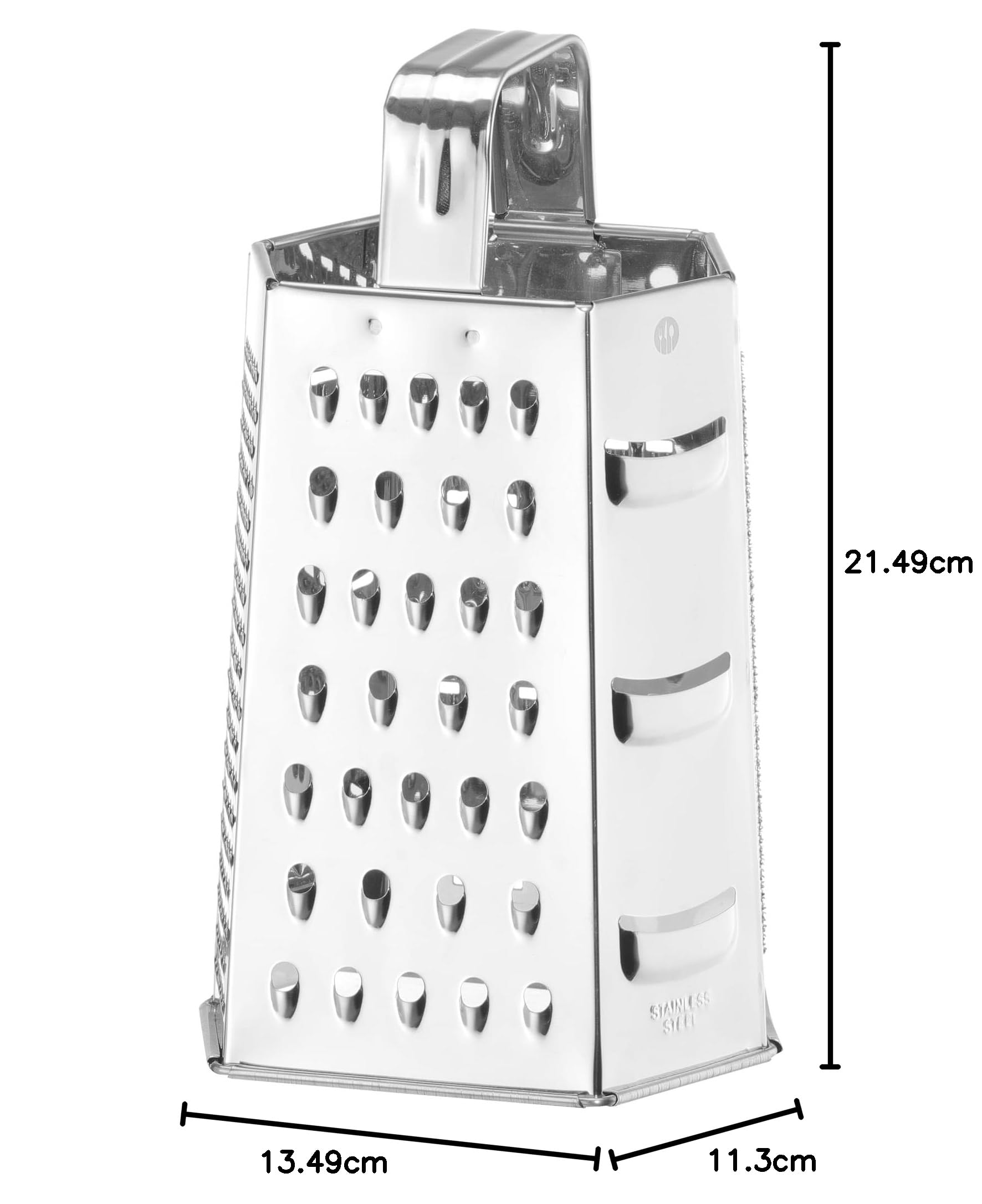 HENDI Tarka, 6-stronna, bardzo drobna, drobna, średnia, gruba i 2 strony tnące, ergonomiczny uchwyt, tarka do warzyw, krajalnica do warzyw, tarka kuchenna, 135x113x(H)215mm, stal nierdzewna