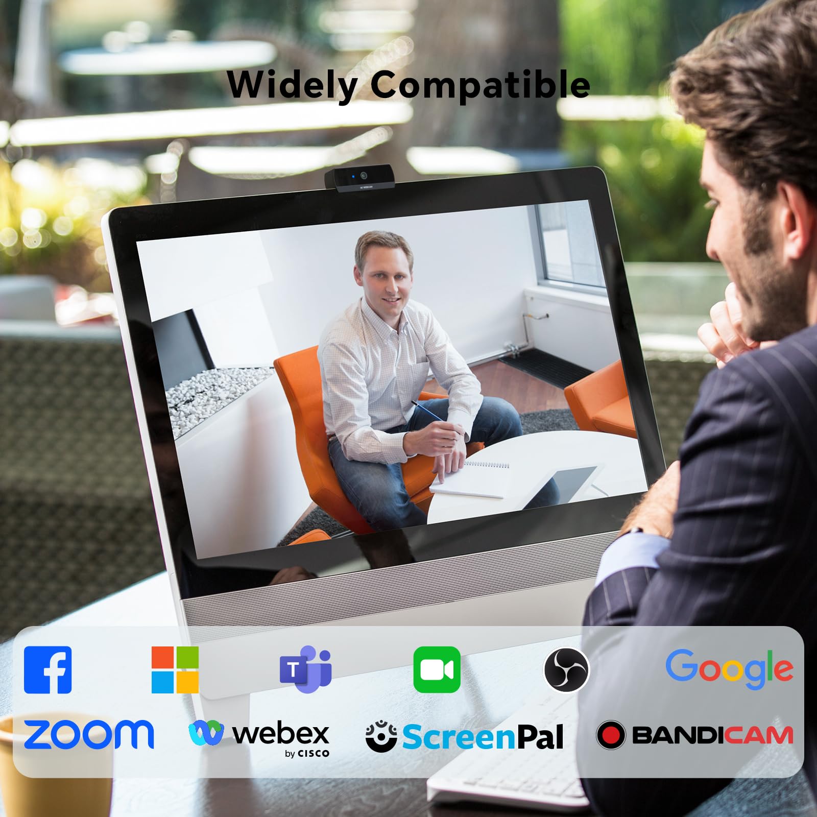 Nisheng 4K Webcam, Streaming Camera for PC with 2 Noise-Canceling Microphones, USB Webcam for Laptop, Built-in Privacy Cover, Plug & Play Camera for Zoom, Teams, Streaming, and Gaming Recording: S7