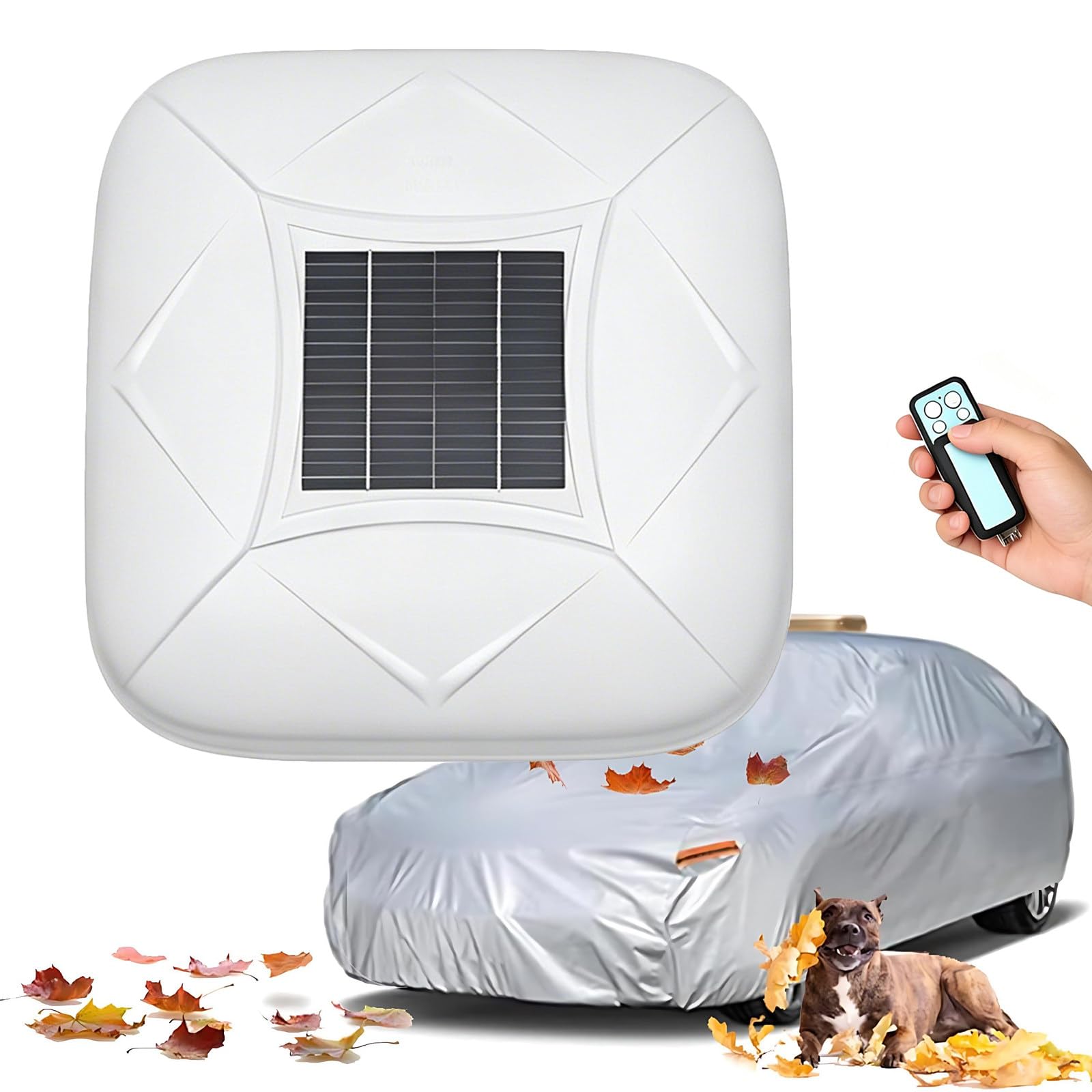 Lunauemaya White Solar Powered Fully Automatic Car Cover, Smart Remote Control Retractable Auto Car Body Cover, All Weather Waterproof Uv Protection Dustproof Anti-Theft Car Tent For Sedan & Suv -Yxxl