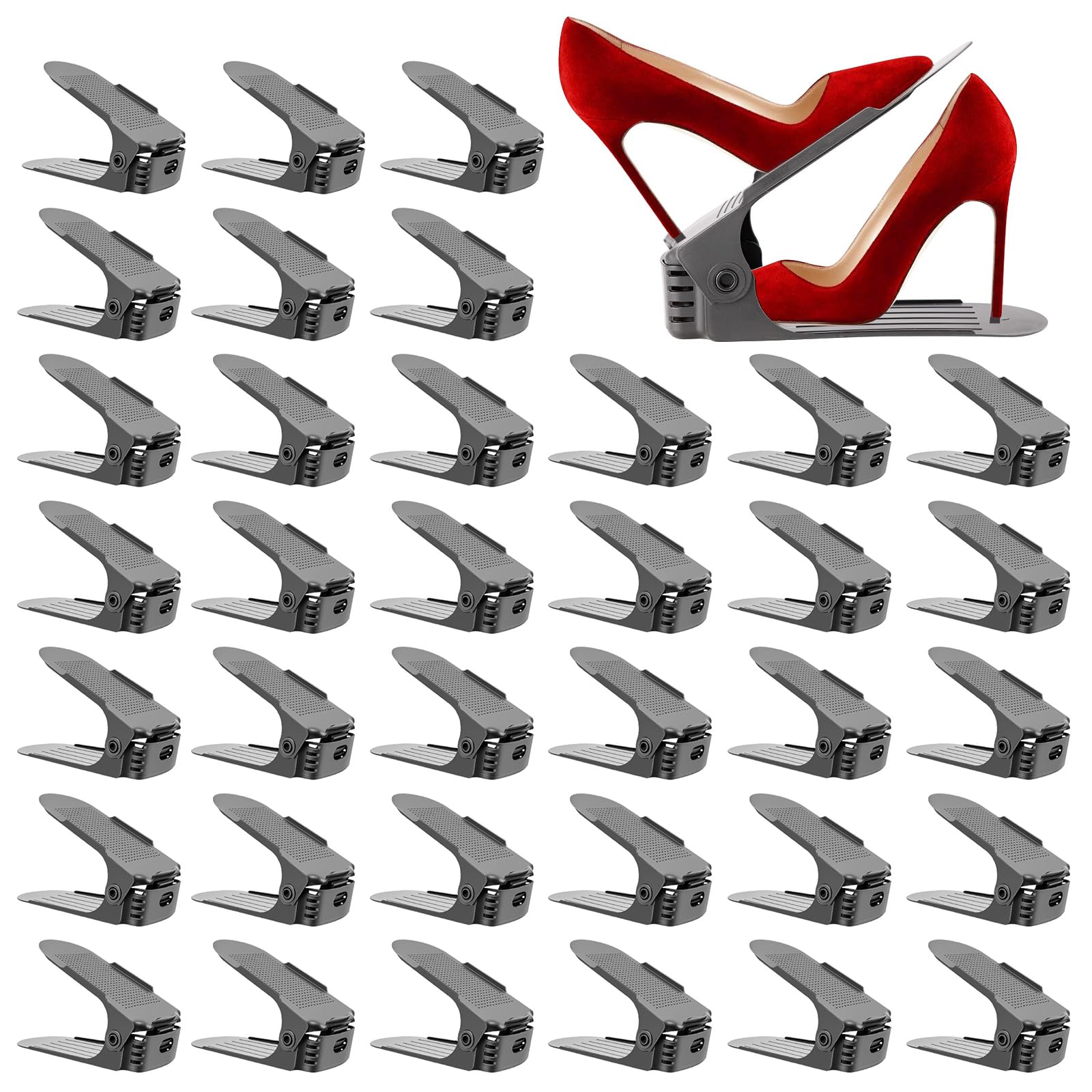 Neprock Shoe Slots Organizer for Closet, Shoe Storage Organizer Shoe Slots Organizer, Shoe Rack Organizer Space Saver Organizador De Zapatos for Closet Organization(36 Pack)(Grey) Gray 36 Pack