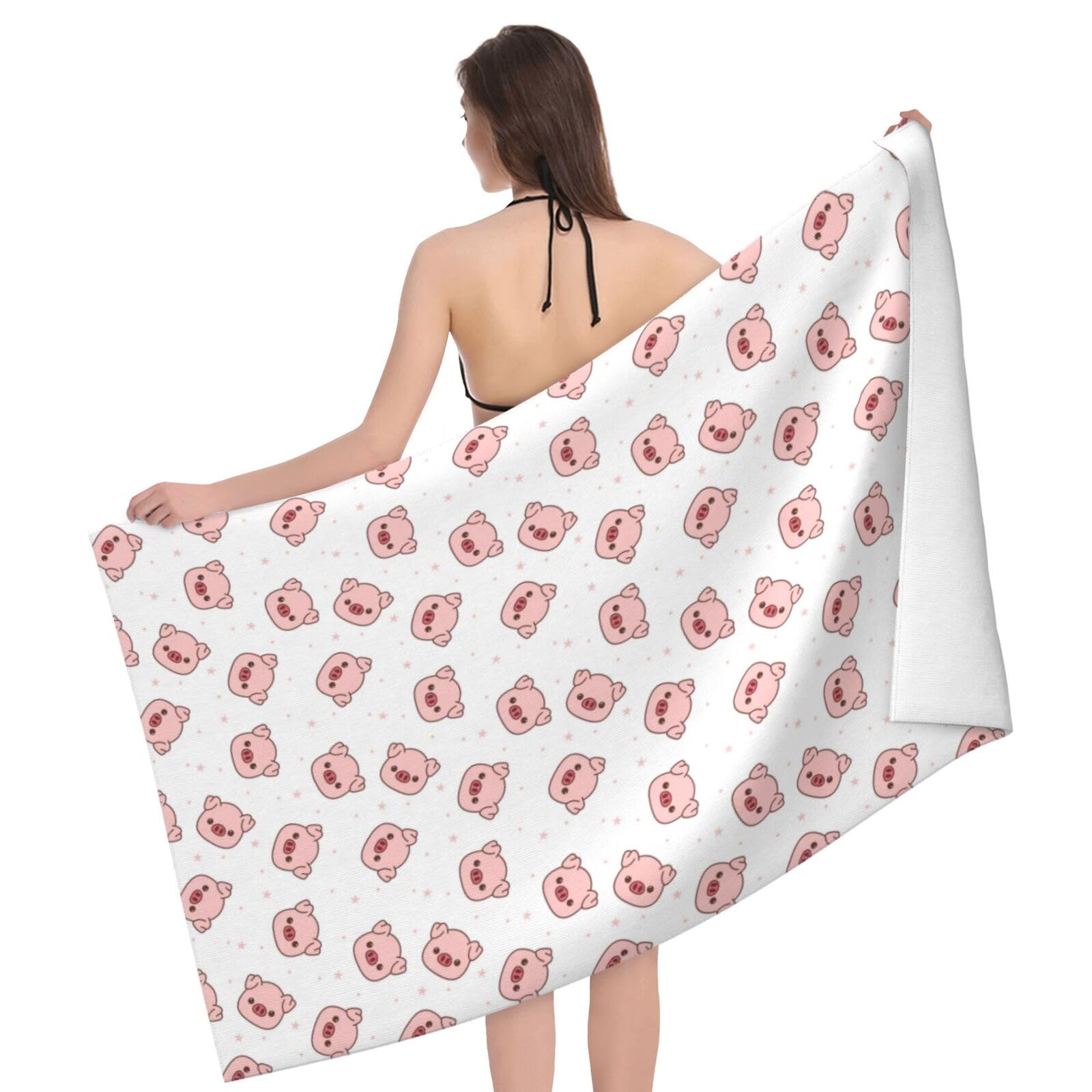 AMINNU Pig Printed Microfiber Absorbent Beach Towel.Soft,Skin-Friendly And Absorbent,Used In Bathrooms,Beaches And Swimming Pools.