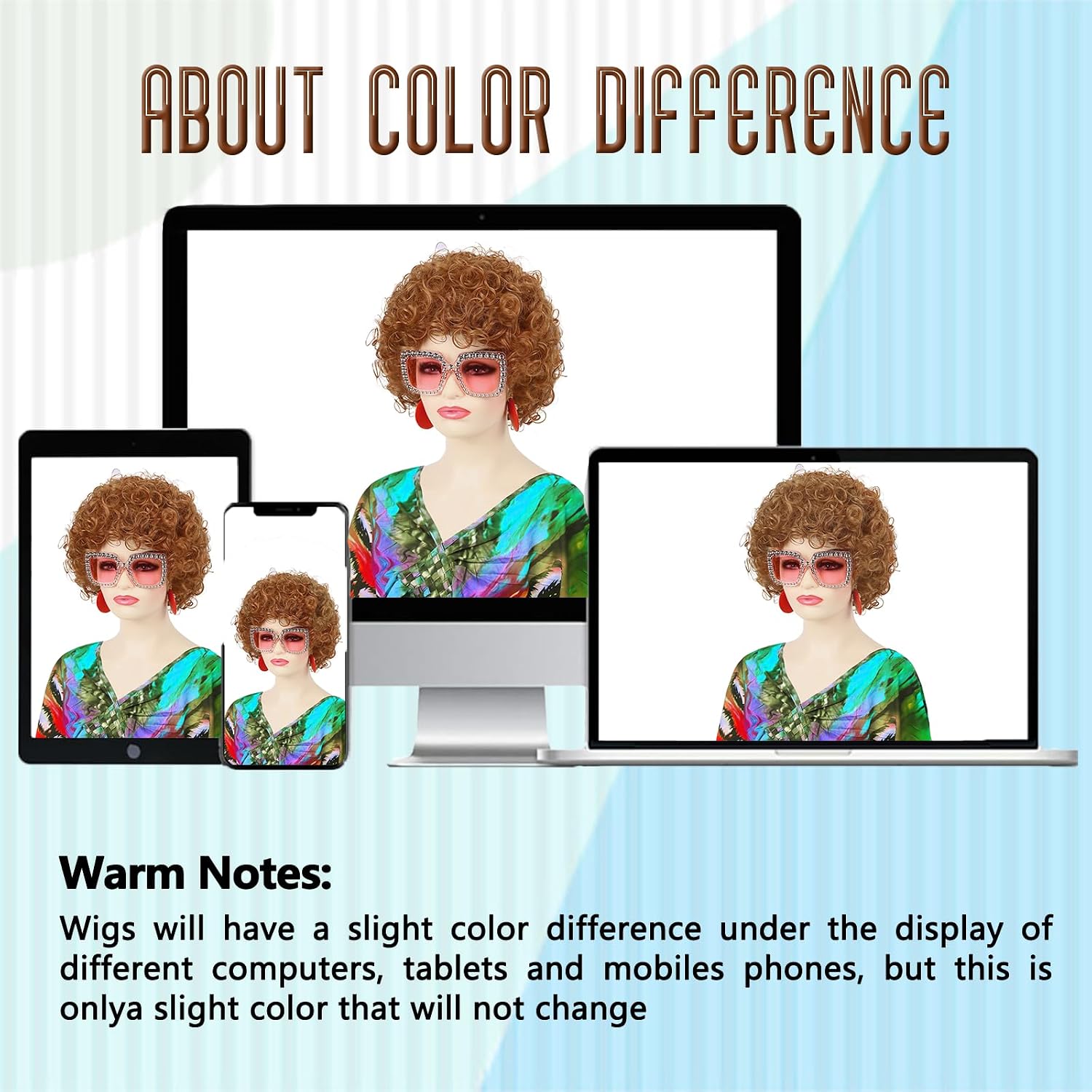 6Pcs Ginger Orange Curly Wig + Pink Glasses+Jewelry Sets +Wig Cap for Landlady Costume Short Curly Red Brown Wig for Cosplay Halloween Party