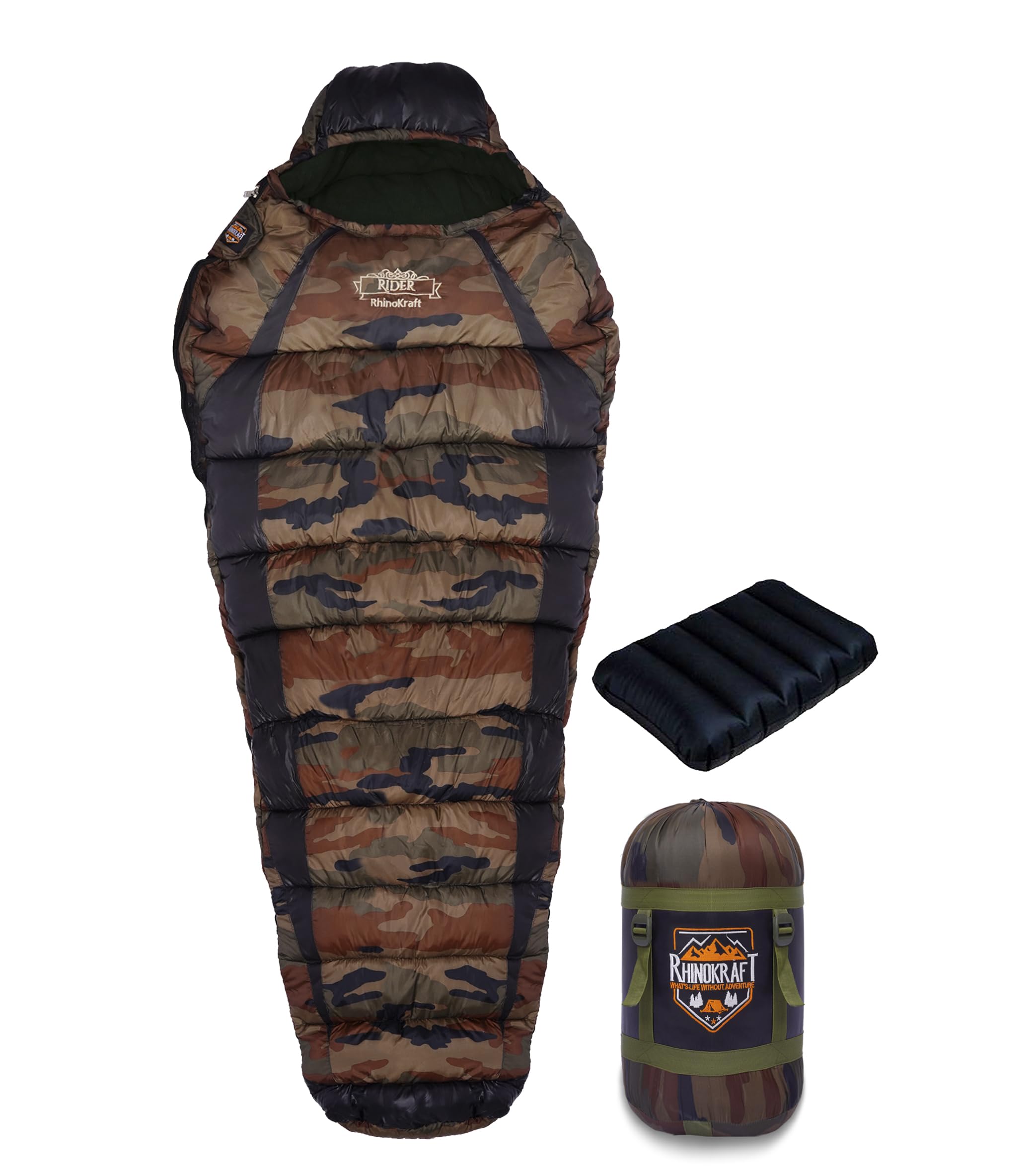 See full amazon price history chart for RhinoKraft Rider Mummy Shape Extra Large Size Sleeping Bag for Adults | Temp 0 to 15° C for Camping and Trekking for Winter | 2.6 Kg | Free Compression Sack | Great for Army Personnel + Travel Pillow RhinoKraft Rider Mummy Shape Extra Large Size Sleeping Bag for Adults | Temp 0 to 15° C for Camping and Trekking for Winter | 2.6 Kg | Free Compression Sack | Great for Army Personnel + Travel Pillow (B0B64WB2B2) Amazon Price History, Amazon Price Tracker