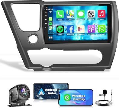 [4G+64G] Android 13 Car Radio for Honda Civic 2013-2017Only US Version, 9 IPS Touchscreen Supports Wireless Carplay&Android Auto, Bluetooth &GPS,FM Radio& Back-up Camera, Civic Stereo
