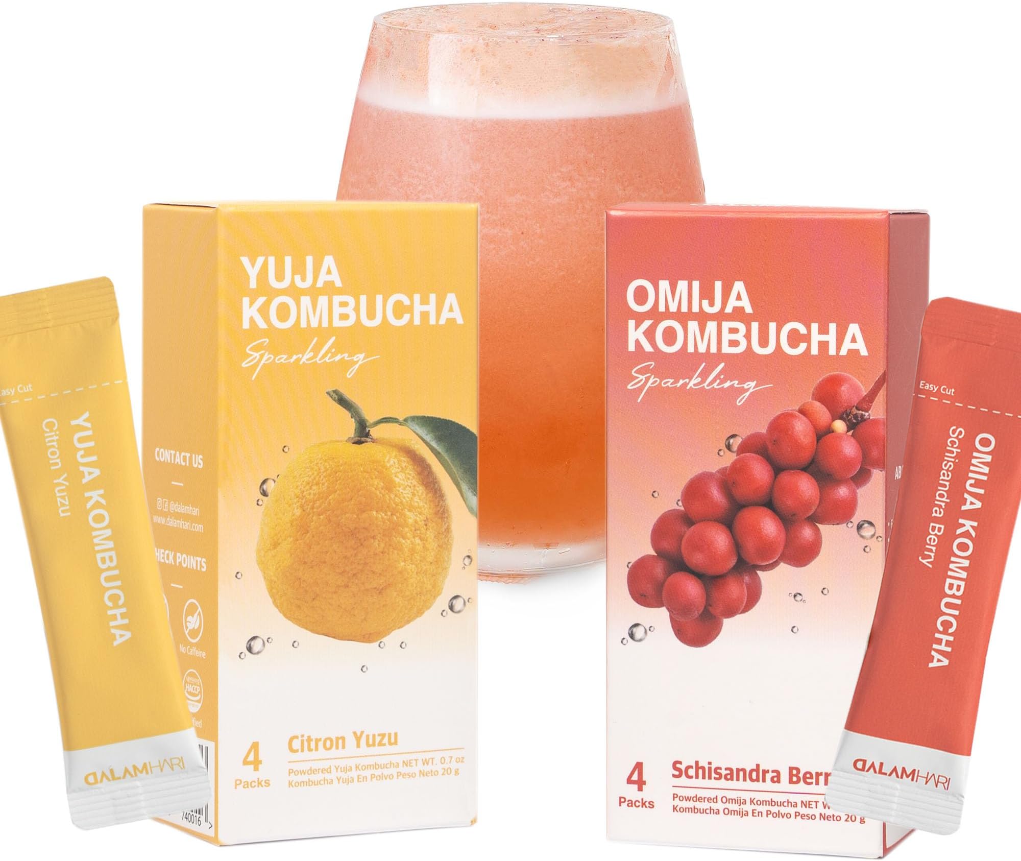 DALAMHARIKombucha Drink Powder 8T | Schisandra Berry +Yuzu Juice | Health Ade Kombucha Synergy Adaptogen Drink Poppi Prebiotic Soda Urban Remedy Kombucha Tea Humm Kombucha Scoby Probiotic Soda