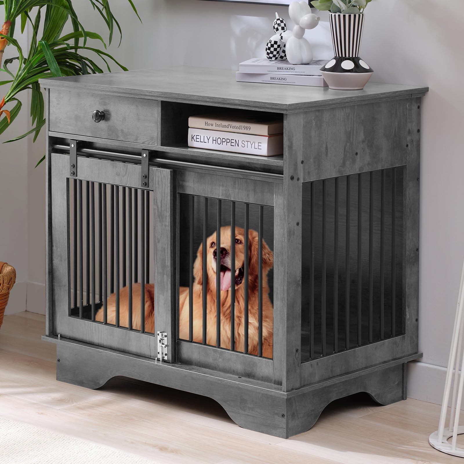 Furniture Style Dog Crate, Decorative Dog Kennel End Table With