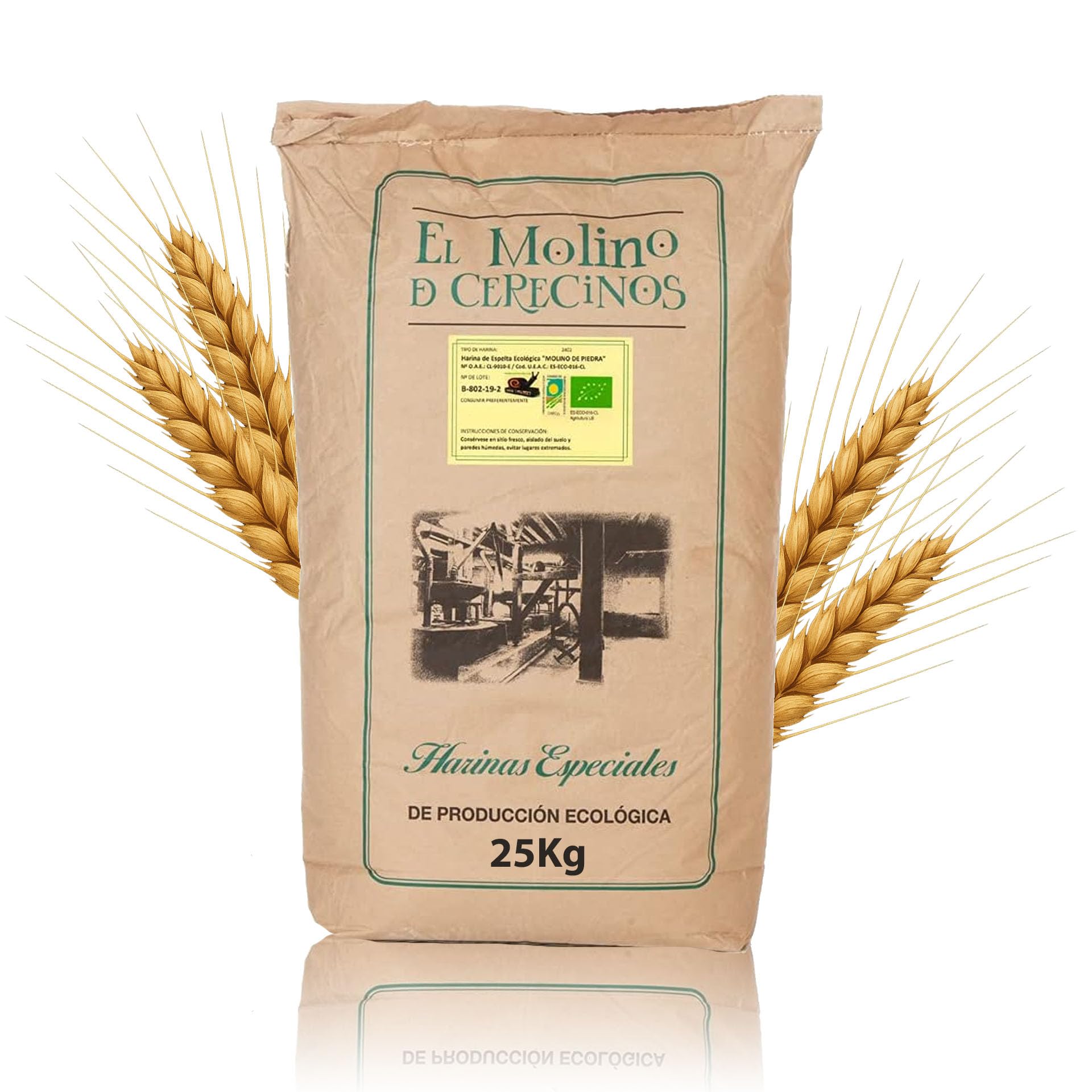 Harina De Espelta Ecológica Blanca | Perfecta Para Elaborar Pan De Espelta | Molida En Molino De Piedra | Ideal Para Harina Blanca Artesanal De 25 Kg | De Excelente sabor Y Aroma Marcados
