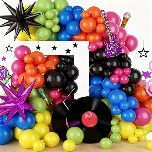 Miniatura 5 de Kit de arco de guirnalda de globos de fiesta de los años 90 y 80, decoraciones de fiesta temática de los años 90 y 80 con globos de papel de