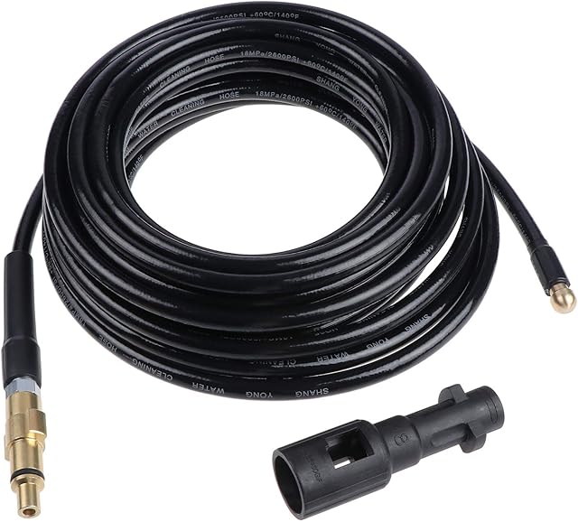 HSEAMALL 10M Drain Pipe Cleaning Hose with Adapter,Flexible Tube Unblocker Pipe and Drain Cleaning Kit for Karcher Pressure Washers