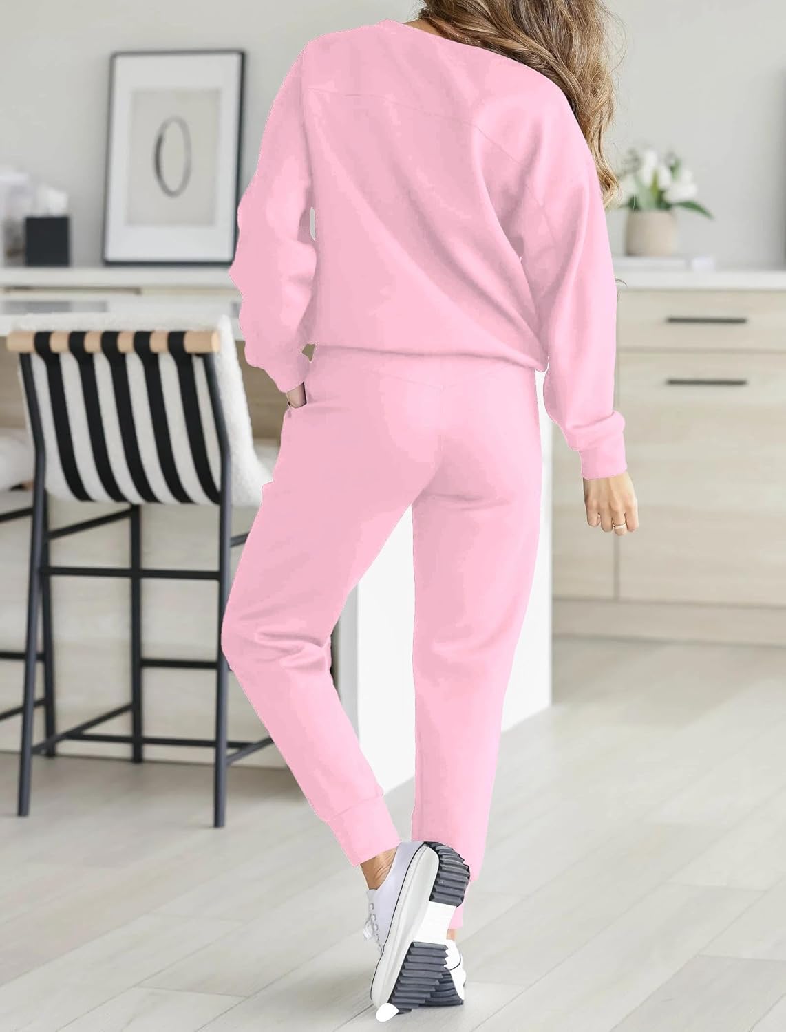 HBQ Sweatsuits For Women Sets 2 Piece Outfits Crewneck Sweatshirts Pullover Tops And Jogger Pants Tracksuits Lounge Set - Image 6