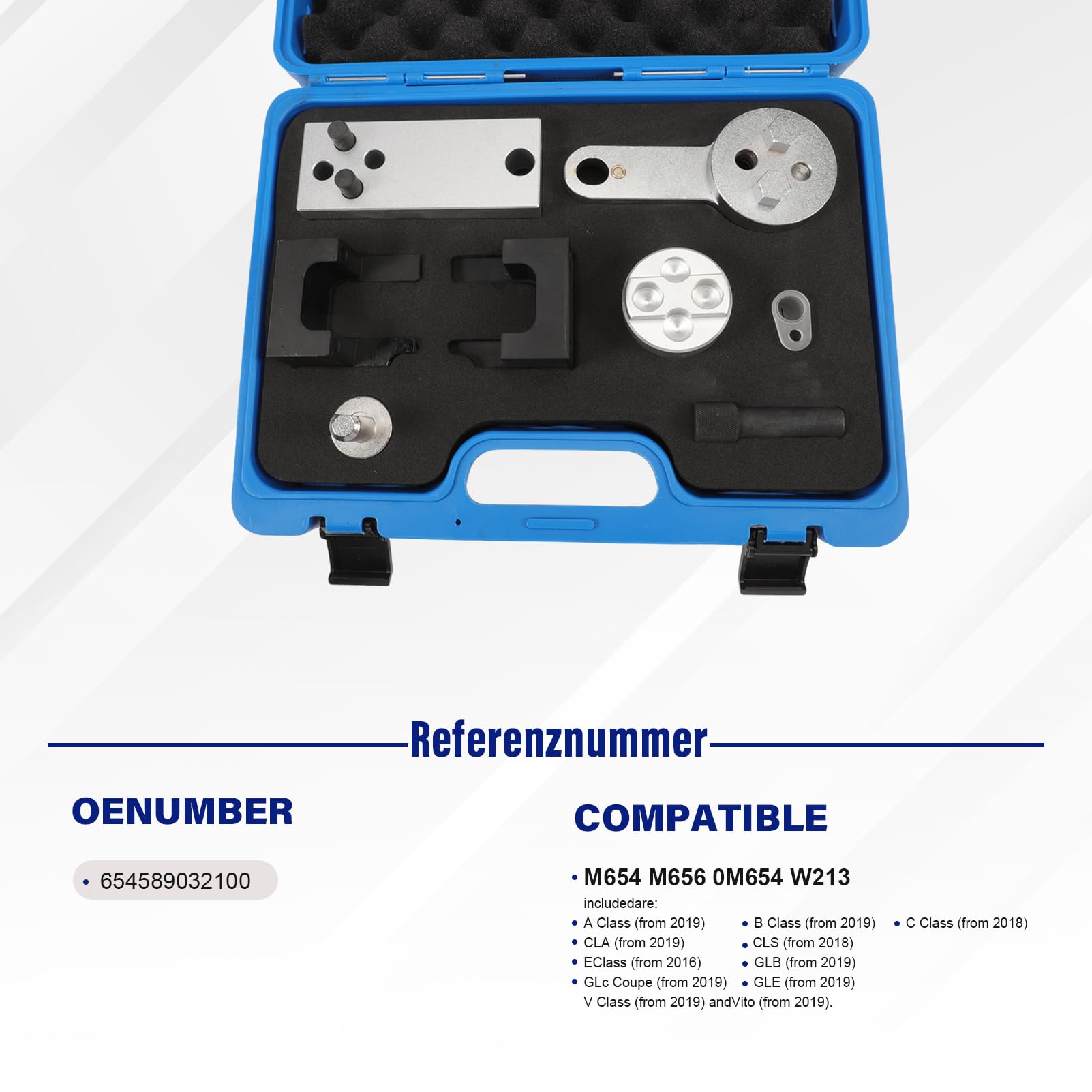 Kit Strumenti Sincronizzazione e Blocco di Allineamento Albero a Camme del Motore Compatibile con Mercedes OM654 M654 M656, W213 da 1.6L 2.0L 654 589 00 21 00 Kit Strumenti fasatura Motore