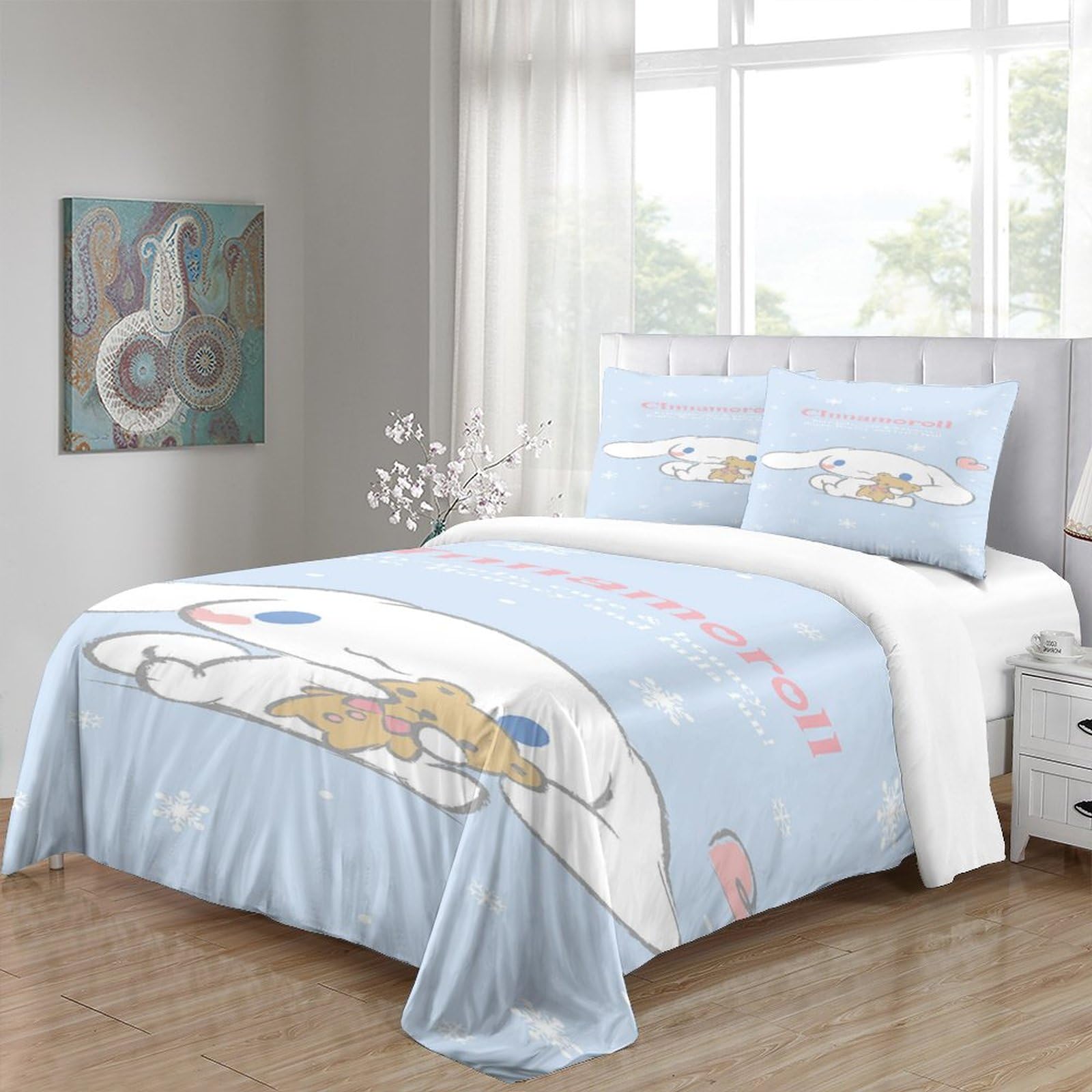 Set Copripiumino 3 Pezzi Per Letto King (220x240 Cm) - Tema Castello E Nuvole, Microfibra Morbida, Cerniera Nascosta, Bambini E Bambine