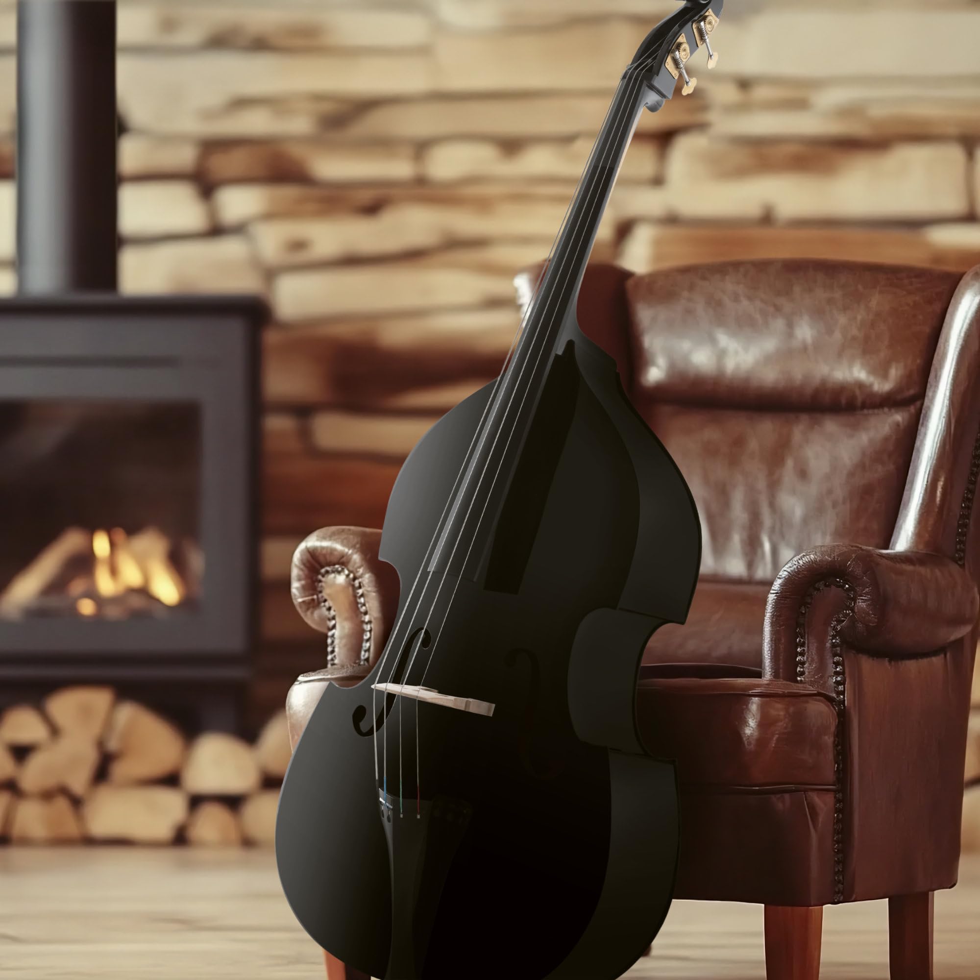 Classic Cantabile DBP-120BK 3/4 Contrabajo, Tapa de pícea laminada | Talla 3/4 (corresponde a la talla habitual para contrabajistas adultos), Fondo y aros de arce laminado, Mástil: arce, 6 kg