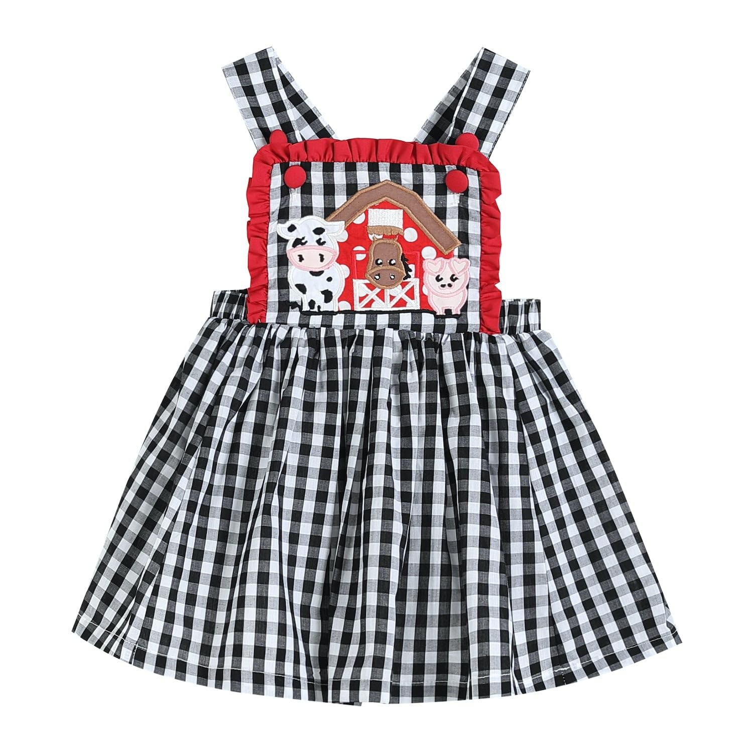 Lil cactusBlack Gingham Barn Scene Jumper Dress