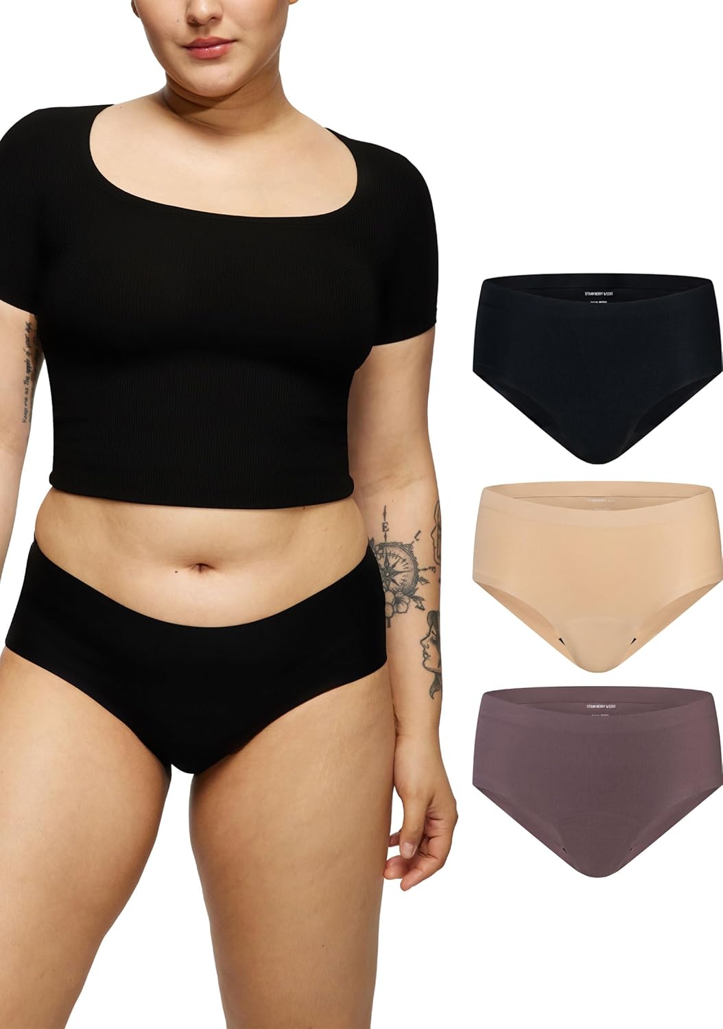 LEAKPROOF2.0 Seamless Mid Waist Brief Period Underwear for Women and Teens | Period Panties Holds 6 Tampons | Leak Proof Incontinence Underwear (2XL/3XL, 3-Multicolor)