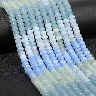 Songxi 5x8mm 하늘색 그라데이션 천연 보석 비즈, 75피스 스페이서 라운드 루즈 주판 비즈, 주얼리 제작용, 팔찌 목걸이 귀걸이, 예술 및 공예용 칼세도니 원석