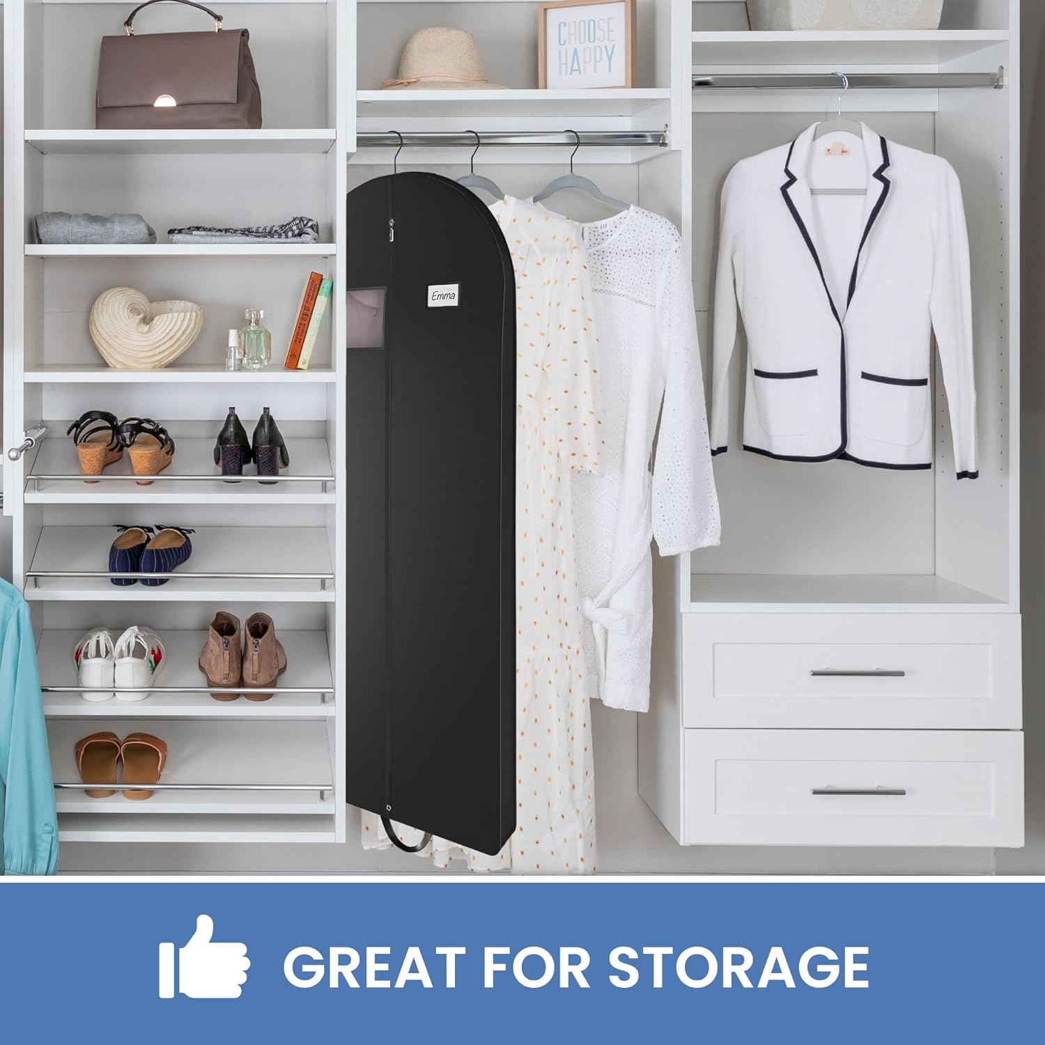 Black Garment Bag for Travel and Storage with Zipper and Eye-Hole, Carry Handles for Suits Tuxedos Dresses Coats 26 inch x 65 inch x 5 inch : Home & Kitchen