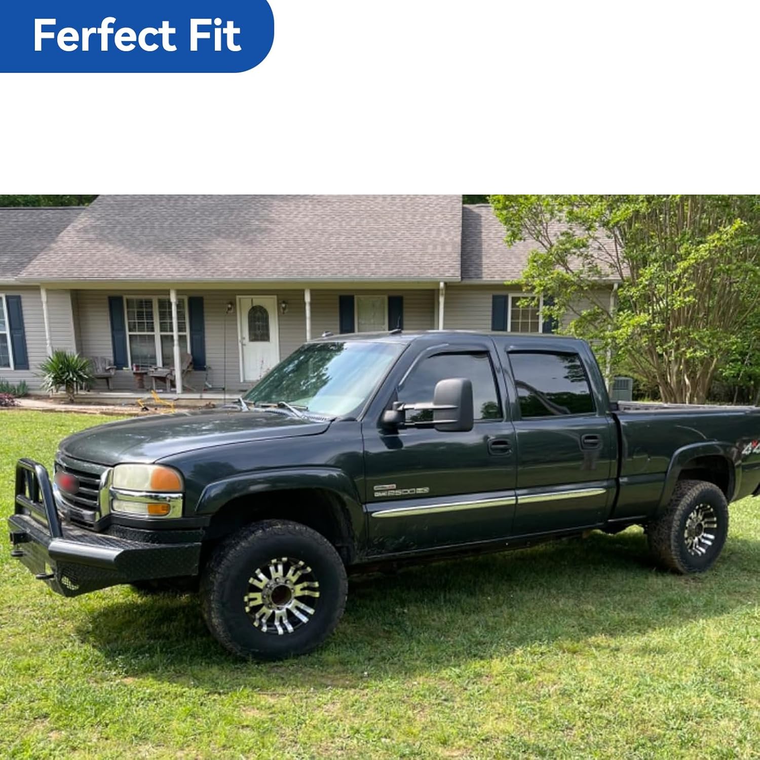 Window Visors Rain Guards for 2001-2007 Chevy Silverado/GMC Sierra, Window Vent Wind Deflectors Visors Shades for 2000-2006 Suburban/Yukon XL, 2002-2006 Avalanche/Cadillac Escalade - Crew Cab