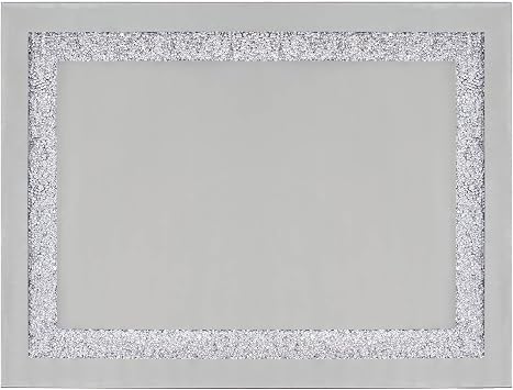 Regent Tray - Mirrored Glass - Inset Border of Multifaceted Crystals, Perfect Decorative Tray