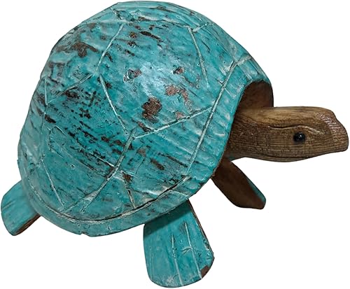 Miniatura 2 de WorldBazzar Cabeza tallada a mano BOOBLE tortuga de coco escultura arte tallado escultura océano mar náutico 3D isla costera decoración tropical