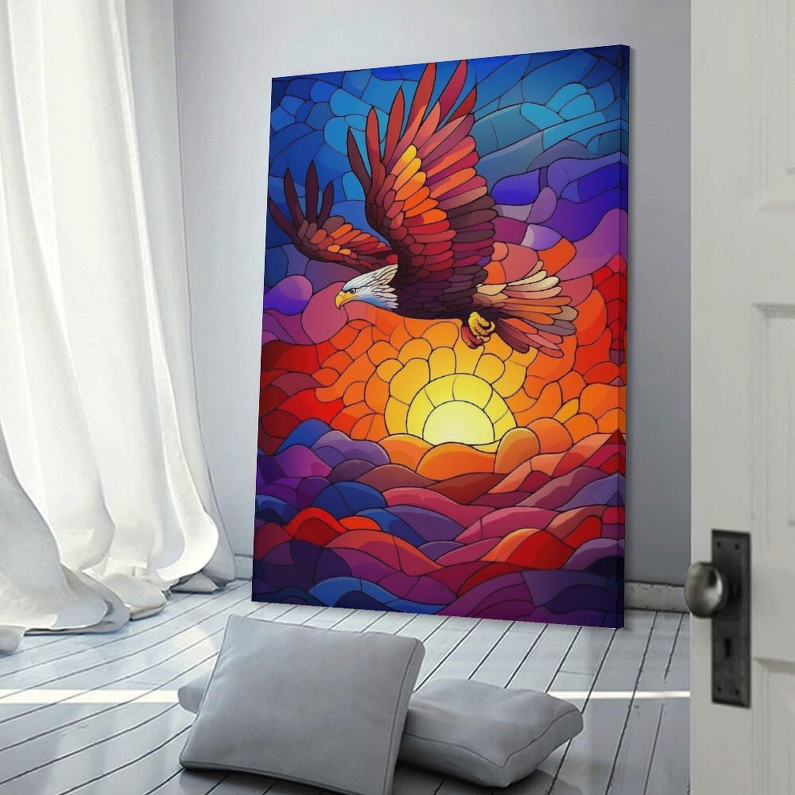 Junmoney Eagle Soaring Sunset Decorative Canvas Print 20x30inch(50x75cm), for Apartment Walls, Studios Or Work Areas, Home Artwork for Modern Interiors